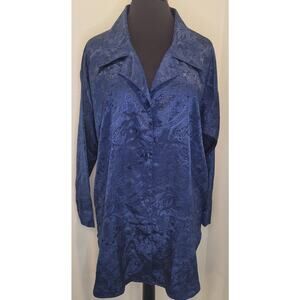 VTG Victoria’s Secret Gold Label Blue Jacquard Sleep Shirt PS Y2K
